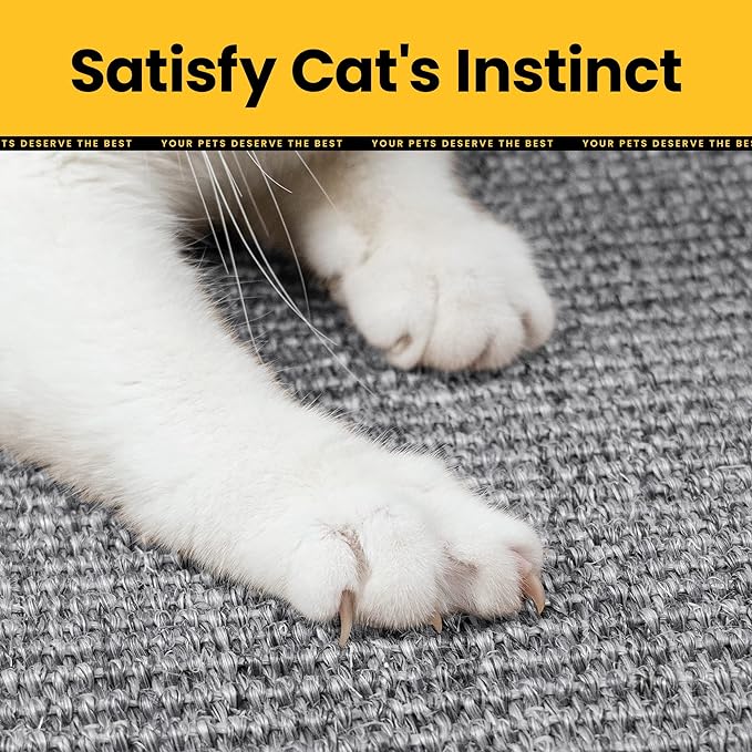 Cat Scratcher Mat,Natural Sisal Cat Scratch Pad with Sticky Velcro Tapes,Horizontal Floor Cat Scratching Pads Rug for Indoor Cats,Cat Furniture Protector for Couch&Carpets&Sofas(M,23.6"X15.7")