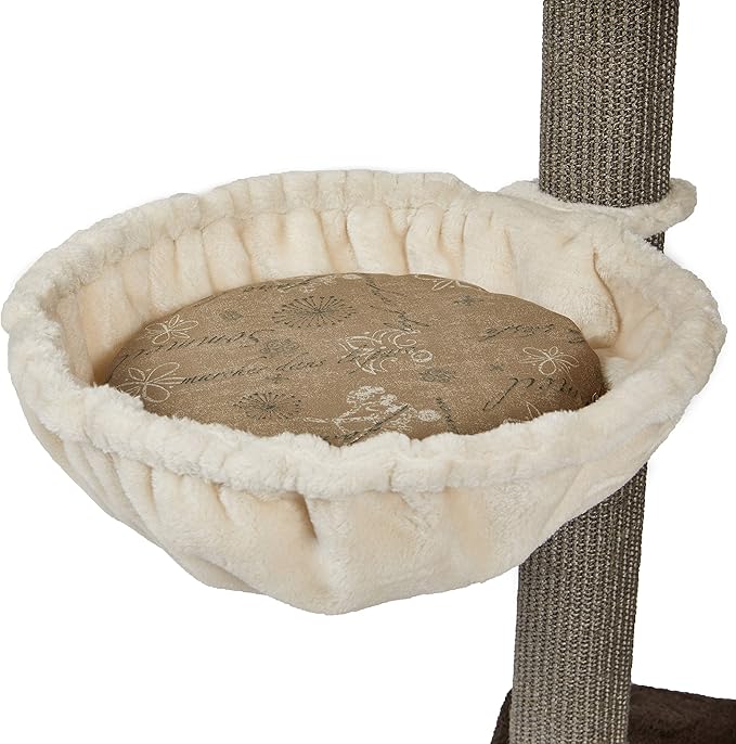 Midwest Homes for Pets 35-Inch Feline Nuvo "Cove" Fashionable Cat Tree & Cat Condo with Removable Lounging Cat Bed, Brown/Tan (139C-TN)