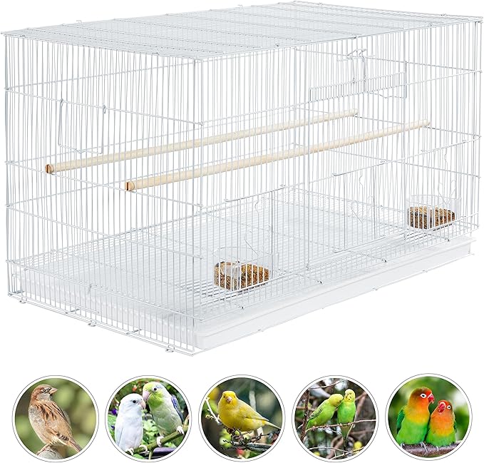 Yaheetech 30-inch Stackable Flight Bird Cages for Parakeets Cockatiels Conures Finches Budgies Lovebirds Canaries Small Birds Parrots Birdcage, White