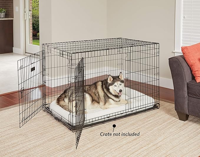 MidWest Homes for Pets Bolster Dog Bed 48L-Inch White Fleece Dog Bed w/ Comfortable Bolster | Ideal for Extra Large Dog Breeds & Fits a 48-Inch Dog Crate | Easy Maintenance Machine Wash & Dry