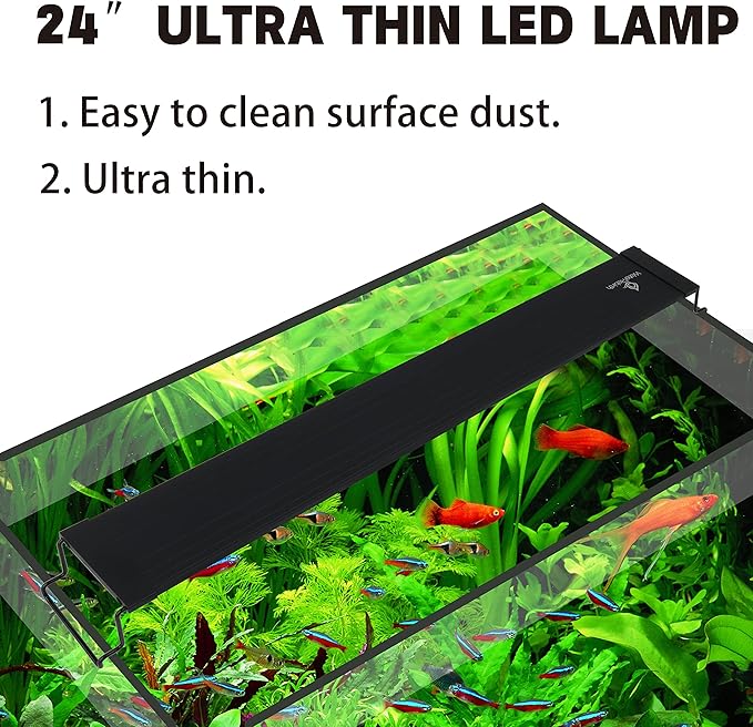 Fish Tank Light LED Aquarium Lights with Extendable Bracket (Switch Version, 24-30")