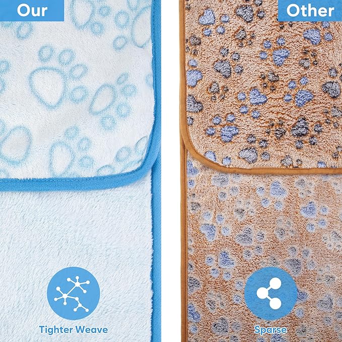 Stuffed Premium Soft Dog Couch Blanket, with Flannel Cute Paw Print, 30 * 70 inches, Cat Blanket Puppy Supplies Dog Products Stuff Essentials, Blue