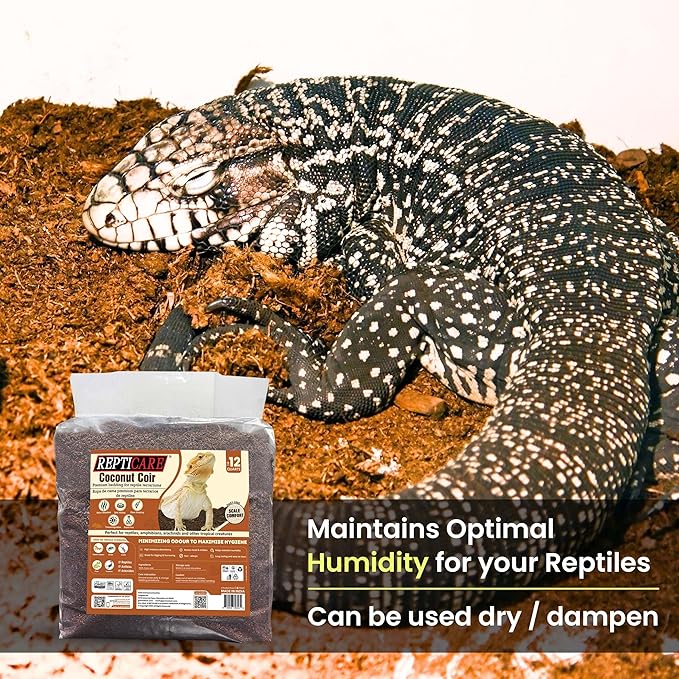 ReptiCare Coconut Fiber Substrate for Reptiles 12 Q, Organic Ready to Use - Odor Absorbent Coco Coir Terrarium Bedding for Ball Pythons, Boas, Snakes, Tortoises, Geckos, Frogs and Tarantulas