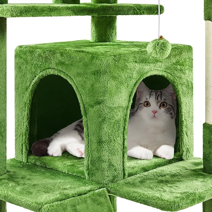 Yaheetech 70in Multi-Level Cat Tree Tall Cat Tower Cat Furniture with Condo, Scratching Posts & Dangling Ball for Indoor Cats Activity Center, Green