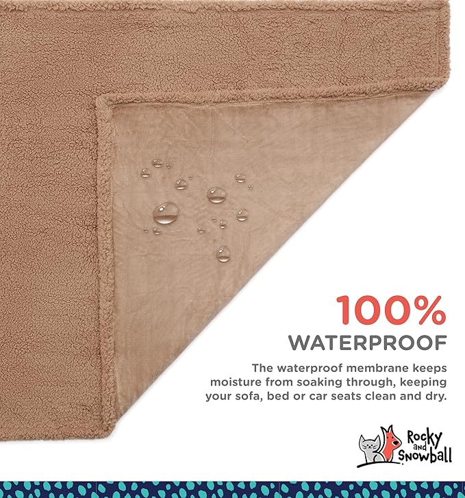 Waterproof Dog Blankets for Large Dogs Washable - Sherpa Dog Blanket for Bed, Pet Covers for Couches and Sofas, Cars 60x80