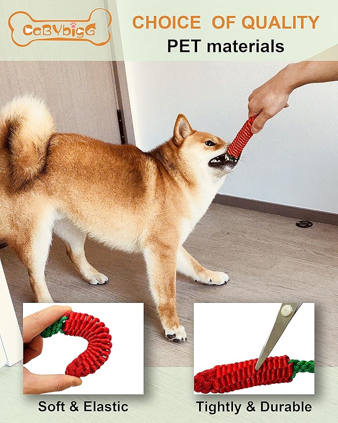 Dog Rope Toy,Tug of War Dog Toy,Puppy Teething Chews,Dog Chew Toys,Red Pepper Dog Toys for Small Dogs