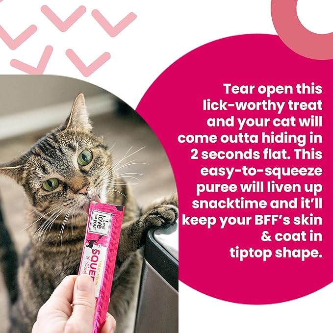 I AND LOVE AND YOU Treat Meow Lickable Cat Treat Variety Pack - Chicken, Tuna, and Seafood Puree - Squeeze Treat, 0.5oz, 4ct
