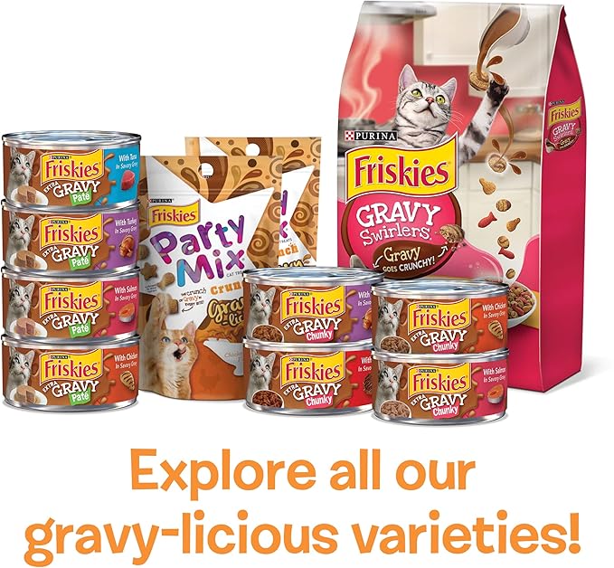 Purina Friskies Gravy Wet Cat Food Variety Pack, Extra Gravy Chunky - (Pack of 24) 5.5 oz. Cans
