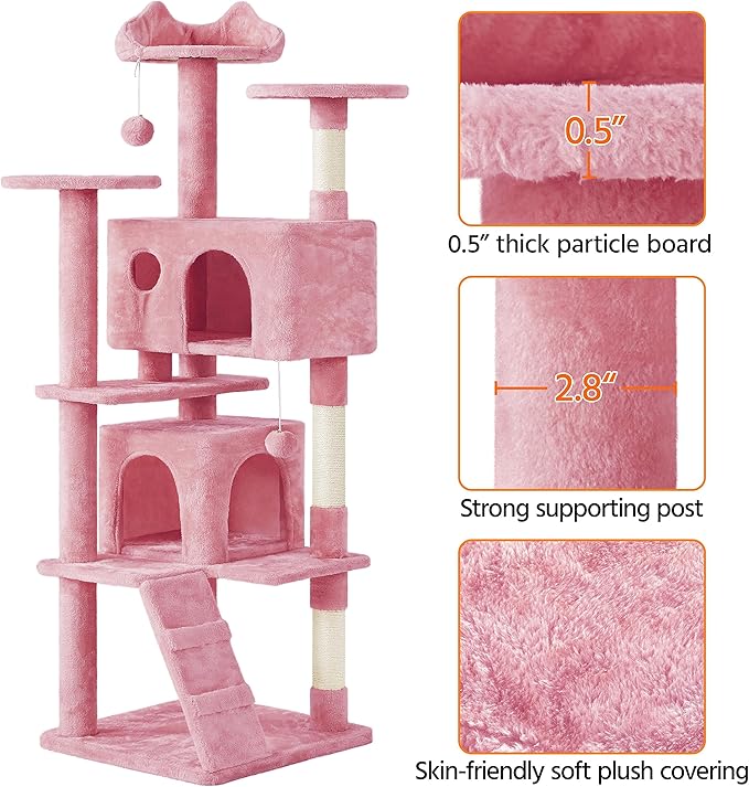 Yaheetech Multi-Level Cat Tree Stand House Furniture with Condos, Scratching Posts