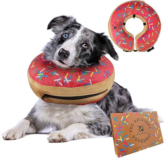 Dog Donut Collar | Great Alternative to a Traditional Dog Cone or a Soft Dog Cone Collar | Our Inflatable Dog Cone is an Excellent Cone for Dogs after Surgery | Dog Cones for Small Dogs (Pink)