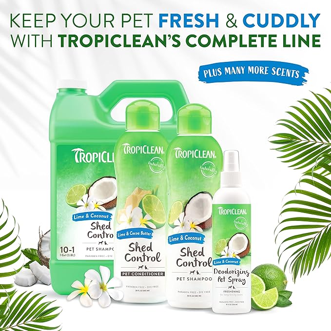 TropiClean Lime & Coconut Dog Perfume Spray Long Lasting | Naturally Derived Odor Removing Dog Deodorizing Spray | Cat Friendly | Made in USA | 8 oz.