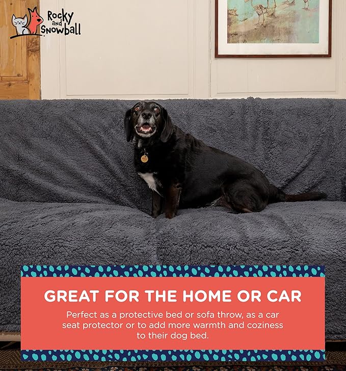 Waterproof Dog Blankets for Large Dogs Washable - Sherpa Dog Blanket for Bed, Pet Covers for Couches and Sofas, Cars, 40x60 - Dark Grey
