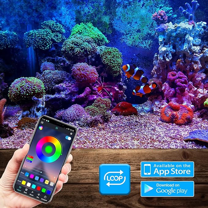 GreenSun Fish Tank Aquarium Light: Submersible Led Lamp - 108 Inch Waterproof Strip Spotlight with APP Control