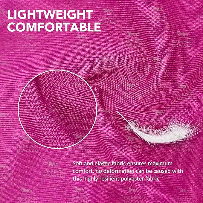 Harrison Howard Super Comfort Stretchy Fly Mask Large Eye Space with UV Protection Soft on Skin with Breathability Rose Pink XL Extra Full Size