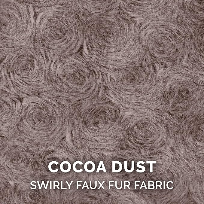Furhaven 40" Round Donut Dog Bed for Large/Medium Dogs, Refillable w/ Removable Washable Cover, For Dogs Up to 75 lbs - Curly Faux Fur Donut Bed - Cocoa Dust, Large
