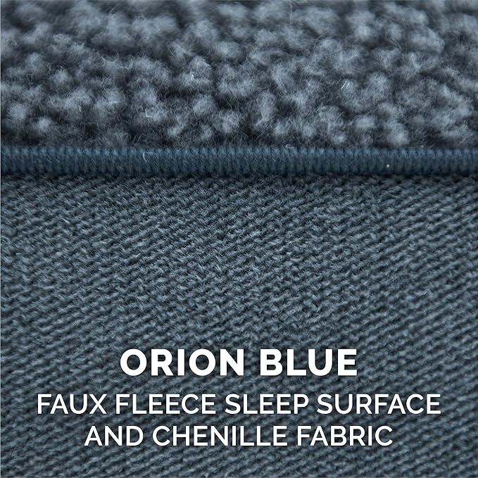 Furhaven Memory Foam Dog Bed for Large Dogs w/ Removable Bolsters & Washable Cover, For Dogs Up to 95 lbs - Sherpa & Chenille Sofa - Orion Blue, Jumbo/XL