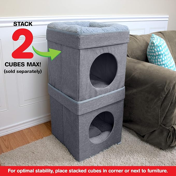 Kitty City Large Cat Bed, Stackable Cat Cube, Indoor Cat House/Cat Condo, Cat Scratcher