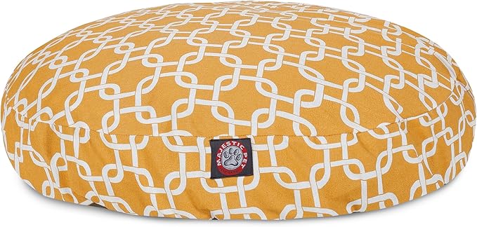 Yellow Links Small Round Indoor Outdoor Pet Dog Bed With Removable Washable Cover By Majestic Pet Products