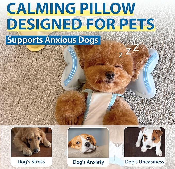 Cooling Pillow for Dogs, 6'' x 12'', Neck Support, Self Cooling Gel, Waterproof, Portable, Suitable for Cats, Puppies, Small Breed Dogs, Perfect Pet Summer Product, Baby Blue, S