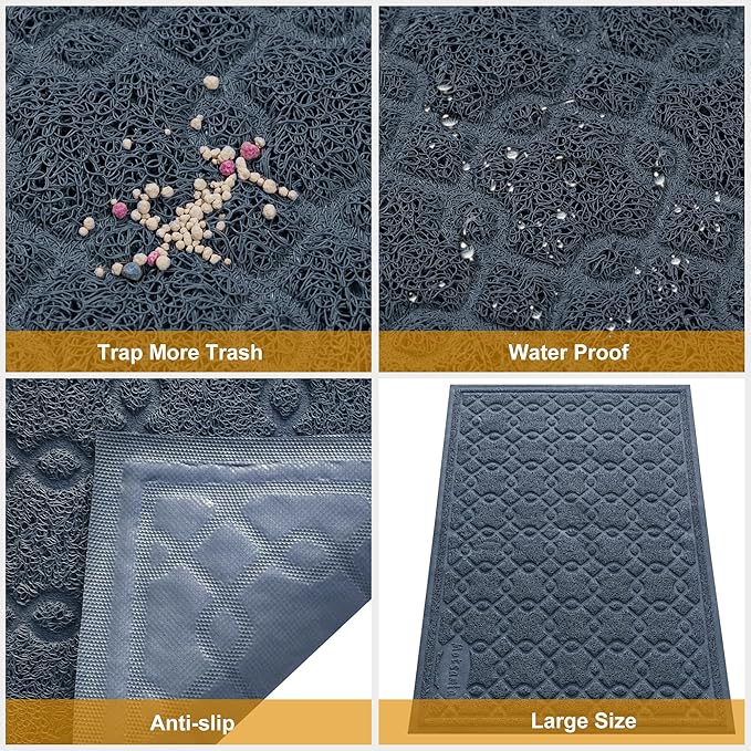 Cat Litter Box Mat, 47" x 32" XL Large Kitty Litter Trapping Mat Keep Floor Clean, Litter Box Mat Scatter Control, Waterproof, Easy to Clean, Durable Large Size Litter Mats for Floor