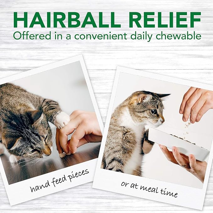 Vet’s Best Cat Hairball Relief Digestive Aid – Vet Formulated Hairball Support Remedy – Classic Chicken Flavor – 180 Chewable Tablets