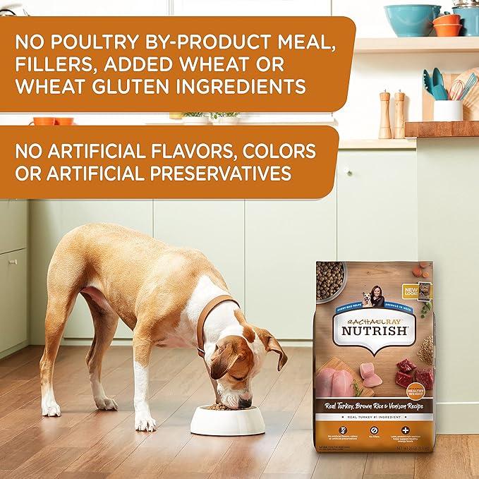 Rachael Ray Nutrish Dry Dog Food, Turkey, Brown Rice & Venison Recipe for Weight Management, 13 Pounds