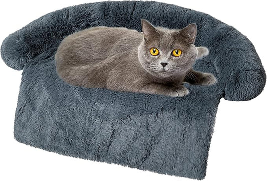 Tinaco Luxurious Calming Dogs/Cats Bed Mats, Washable Removable Couch Cover, Plush Long Fur Mat for Pets, Waterproof Lining, Perfect for Small, Medium and Large Dogs and Cats (Dark Gray, M)