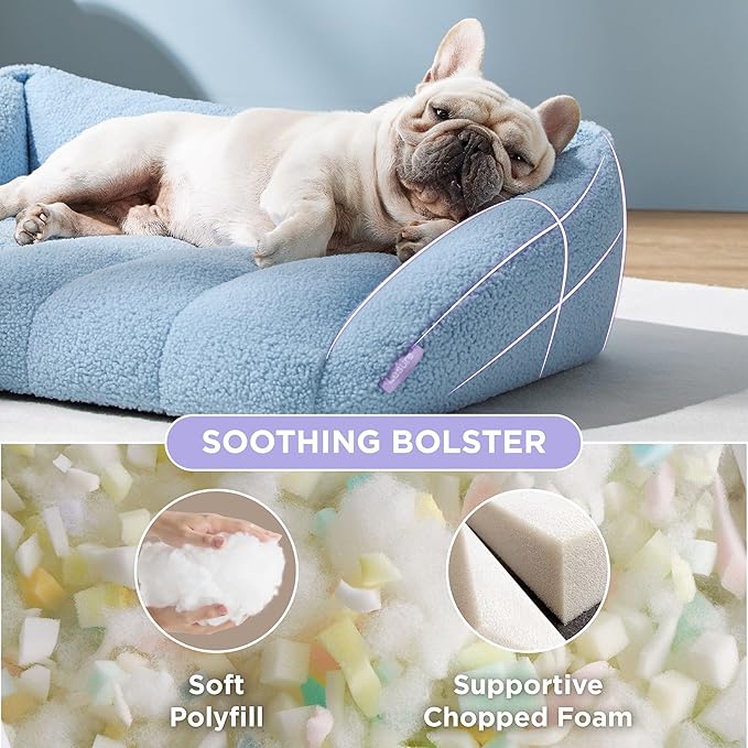Lesure Orthopedic Dog Bed Sofa for Extra Large Dogs, Waterproof Dog Couch with Removable Washable Cover, Cute Aesthetic Pet Sofa Couch with Egg Crate Foam(41" x 29" x 11", Blue)