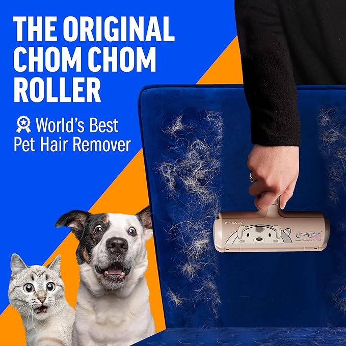 Chom Chom Roller Pet Hair Remover - ChomChom Reusable Dog and Cat Lint Rollers for Furniture, Couch, Car, and Clothes - Limited Dog Edition﻿