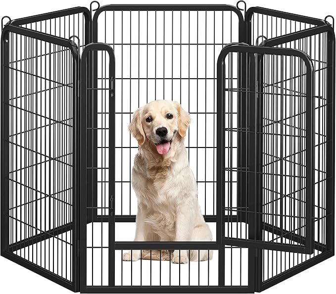 Yaheetech Dog Playpen Outdoor, 6 Panel Dog Fence 40" Indoor Pet Pen for Large/Medium/Small Dogs Heavy Duty Pet Exercise Pen for Puppy/Rabbit/Small Animals Portable Playpen for RV Camping Garden Yard