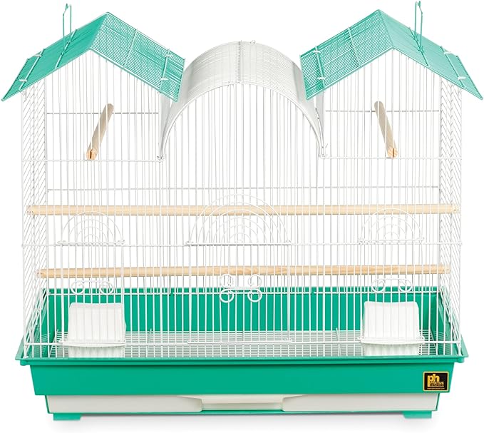 Prevue Hendryx SP1804TR-2 Triple Roof Bird Cage, Teal and White, 1/2"