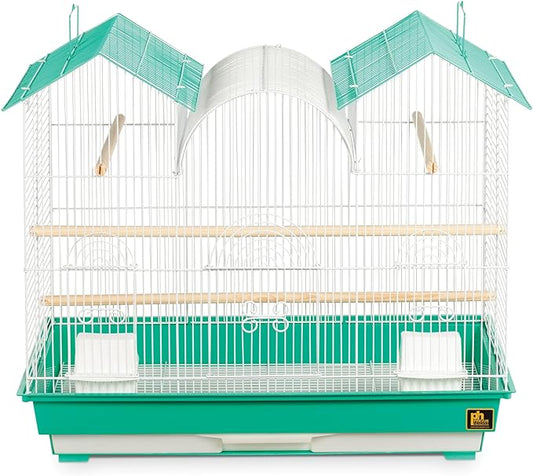 Prevue Hendryx SP1804TR-2 Triple Roof Bird Cage, Teal and White, 1/2"