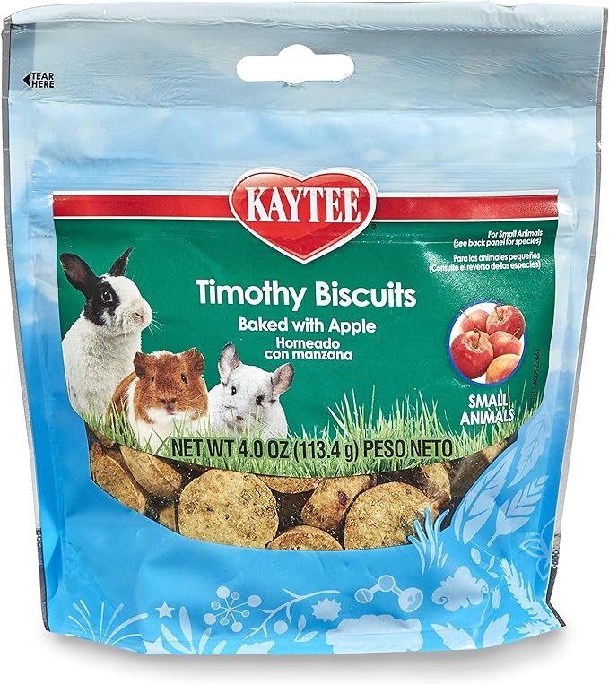 Kaytee Timothy Biscuits Baked Treat for Pet Guinea Pigs, Rabbits & Other Small Animals, Apple, 4 oz (Pack of 2)