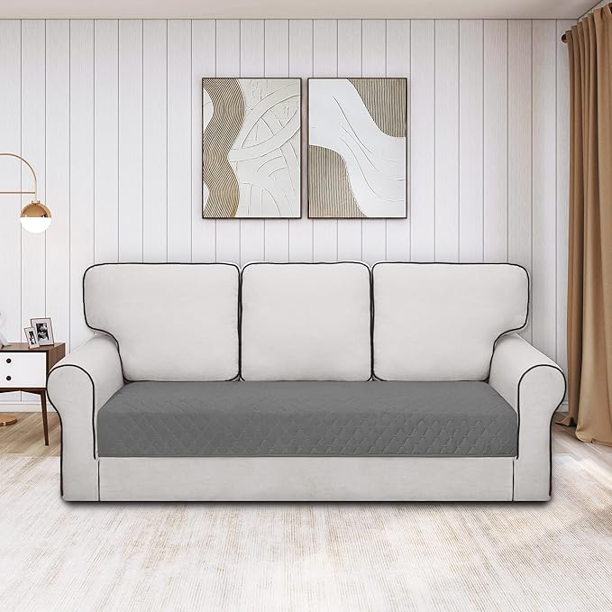 Easy-Going 100% Waterproof Dog Bed Cover Reversible Leak Proof Couch Cover Washable Sofa Cover Furniture Protector Blanket for Pets Kids Children Dog Cat (30x70 Inch, Gray/Light Gray)