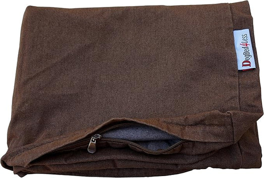 Dogbed4less 47X29X4 Inches Extra Large size Brown Color Denim Jean Dog Pet Bed External zipper Cover - Replacement cover only