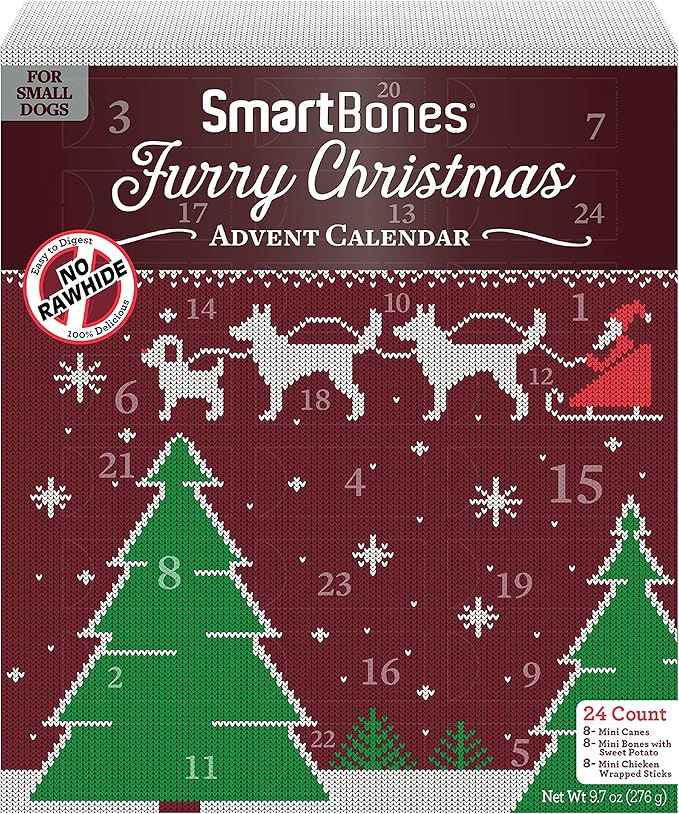 SmartBones Holiday Advent Calendar 24 Count, Made with Real Chicken, Rawhide-Free Chews for Small Dogs, 1 Count (Pack of 1)