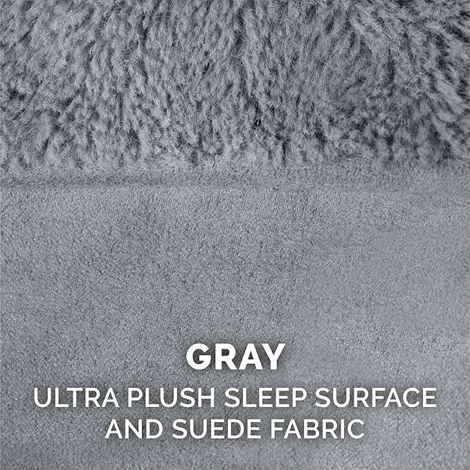 Furhaven Orthopedic Dog Bed for Large Dogs w/ Removable Bolsters & Washable Cover, For Dogs Up to 125 lbs - Plush & Suede Sofa - Gray, Jumbo Plus/XXL