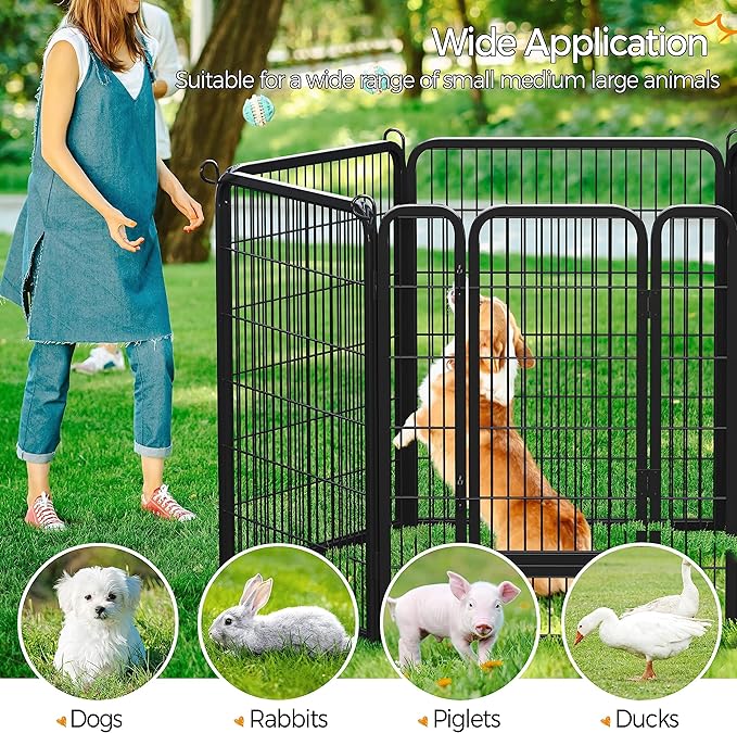 Yaheetech Heavy Duty Extra Wide Dog Playpen, 12 Panels Outdoor Pet Fence for Large/Medium/Small Animals Foldable Puppy Exercise Pen for Garden/Yard/RV/Camping 40 Inch Height x 32 Inch Width