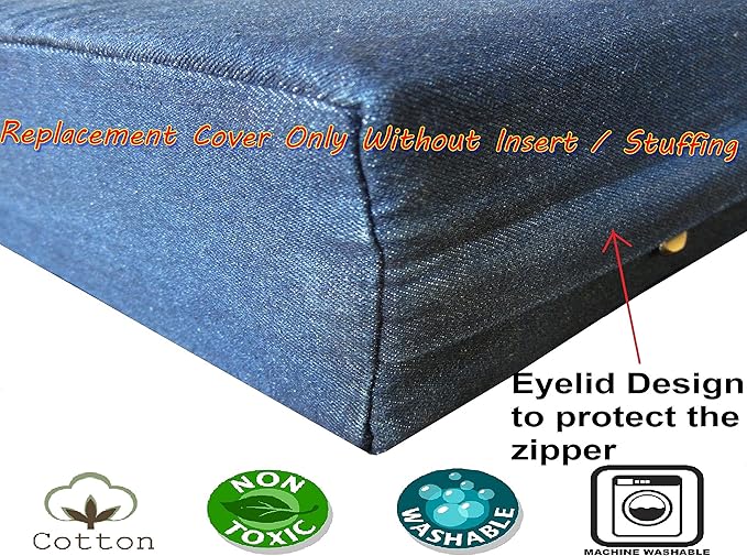 Dogbed4less XXL 55X37X4 Inches Blue Color Denim Jean Dog Pet Bed External zipper Duvet Cover - Replacement cover only