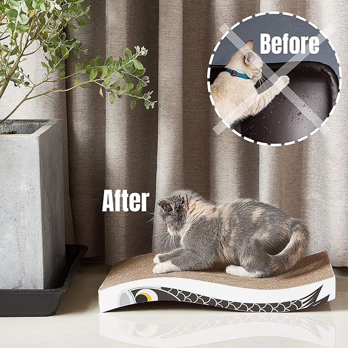 Cat Scratcher Cardboard Cat Scratch Pad with Premium Scratch Textures Design Durable Cat Scratching Pad Reversible
