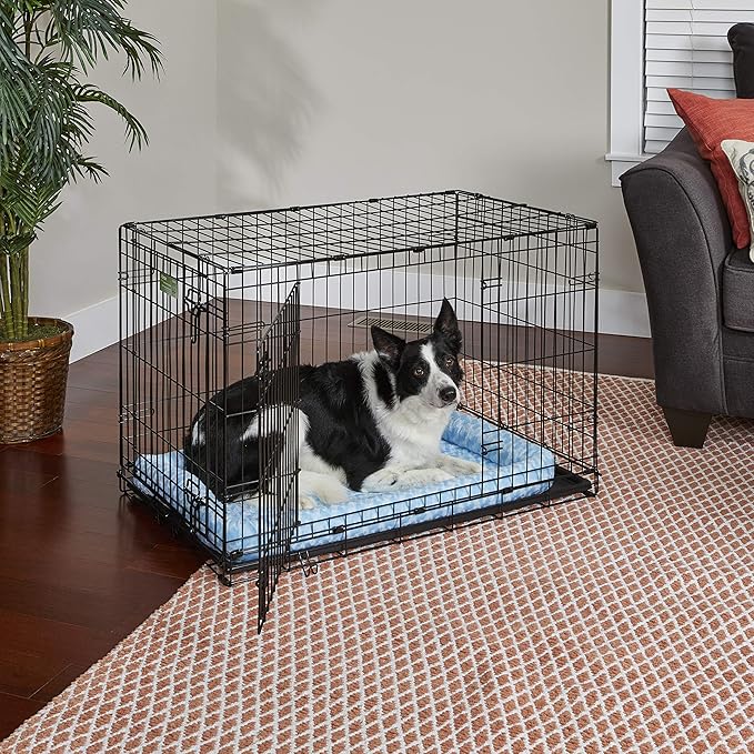 MidWest Homes for Pets Bolster Dog Bed 36L-Inch Blue Dog Bed or Cat Bed w/ Comfortable Bolster | Ideal for Intermediate Dog Breeds & Fits a 36-Inch Dog Crate | Easy Maintenance Machine Wash & Dry