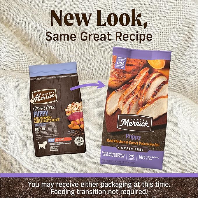 Merrick Premium Grain Free Dry Puppy Food, Wholesome And Natural Kibble With Real Chicken and Sweet Potato - 22.0 lb. Bag