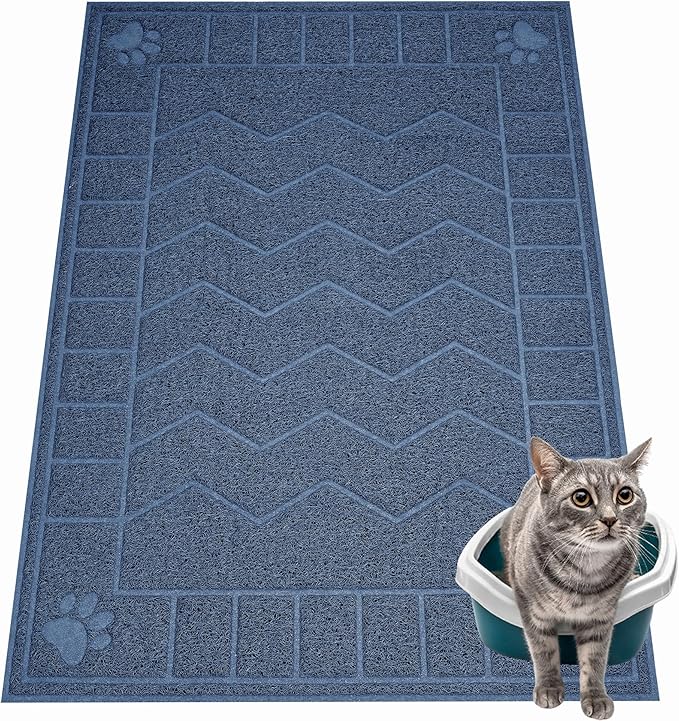 Cat Litter Mat, Litter Trapping Mat Soft on Kitty Paws, 35" x 26" Kitten Litter Box Mat for Cleaner Floors, Waterproof, Easy Clean, Durable Large Size Cat Litter Pad for Kitten