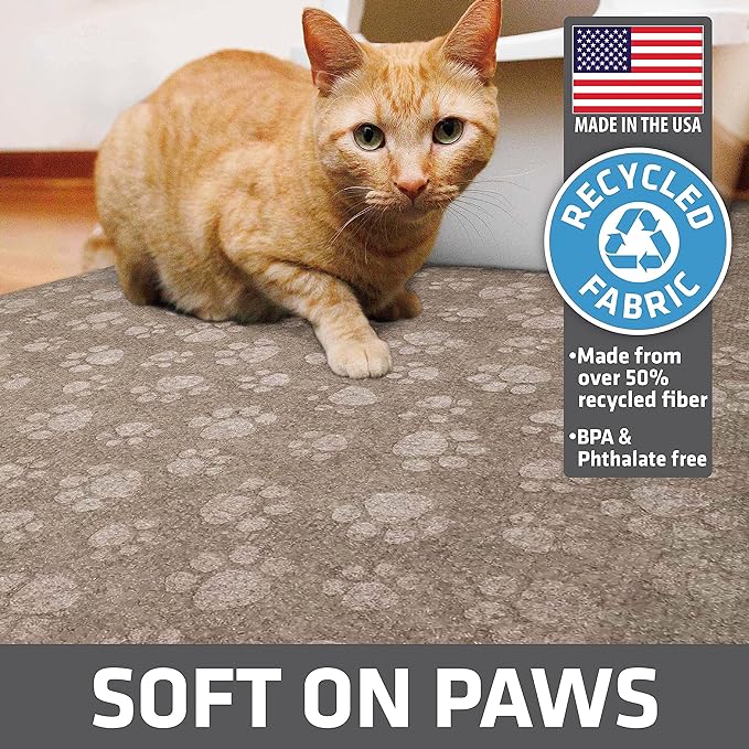 Drymate Premium Cat Litter Trapping Mat (Debossed Paw), Traps Mess from Box, Protects Floors, Urine-Proof, Machine Washable, Soft on Kitty Paws, Absorbent, Waterproof (USA Made, Recycled Content)