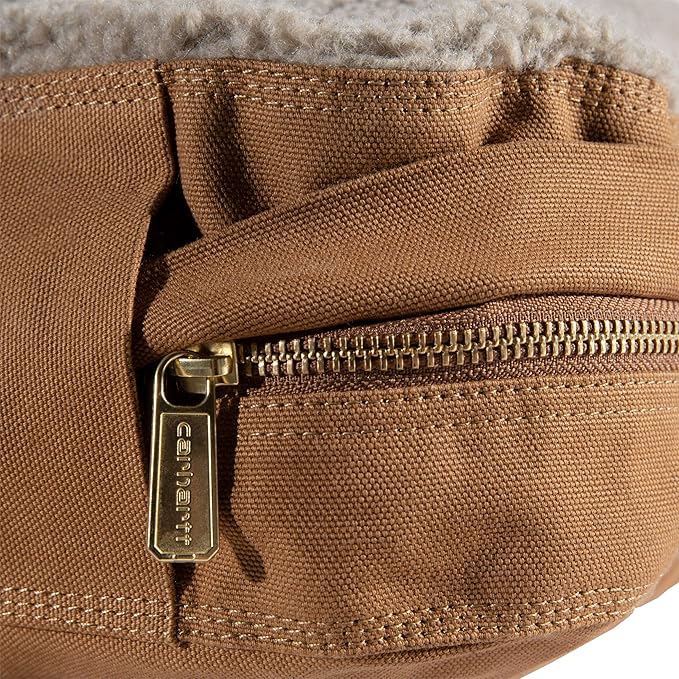 Carhartt Firm Duck Dog Bed, Durable Canvas Pet Bed with Water-Repellent Shell, Carhartt Brown with Sherpa Top, Medium