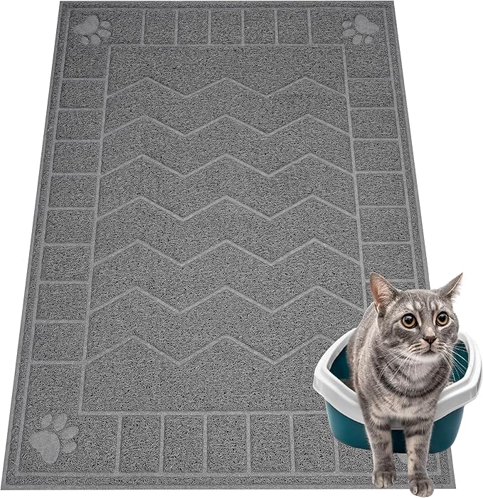 Cat Litter Box Mat, 35" x 24" Large Kitty Litter Trapping Mat Keep Floor Clean, Litter Box Mat Scatter Control, Waterproof, Easy to Clean, Durable Large Size Litter Mats for Floor