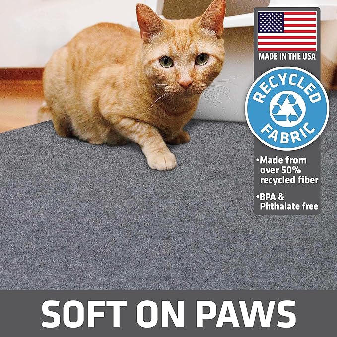 Drymate Original Cat Litter Mat, Contains Mess from Box, Protects Floors, Urine-Proof, Machine Washable, Soft on Kitty Paws, Absorbent, Waterproof (USA Made, Recycled Content) (29”x36”)(Light Grey)