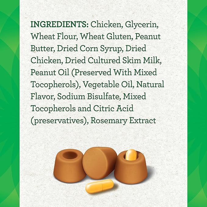 GREENIES PILL POCKETS for Dogs Capsule Size Natural Soft Dog Treats with Real Peanut Butter, 7.9 oz. Pack (30 Treats)