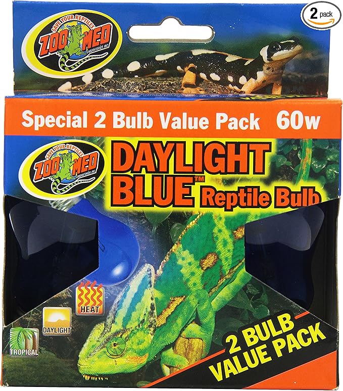 Zoo Med Daylight Blue Reptile Bulb, 60 Watt - 2 Pack