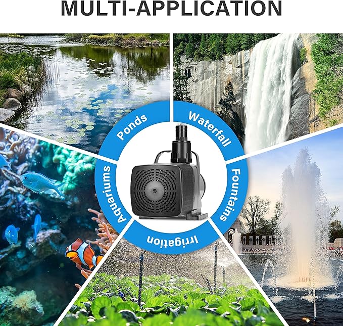 Simple Deluxe 180W 2642GPH Submersible Water Pump(10000L/H), Ultra Quiet(20.7ft High Lift), with 16ft Power Cord for Fish Tank, Pond, Aquarium, Statuary, Hydroponics